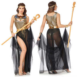 新品中世纪宫廷女王服装 万圣节性感埃及艳后长裙 希腊女神COS服