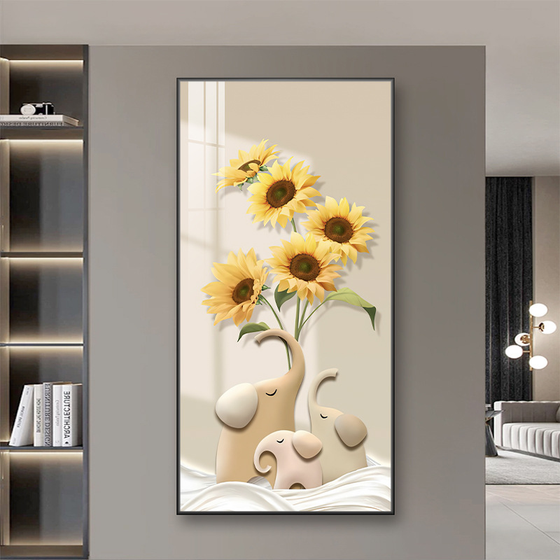 Hoa tốt lành / 30*70cm hợp kim nhôm tinh thể sơn khung vàng
