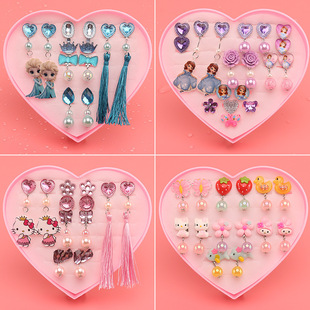 Children's ear clip no ear hole set baby Princess cute cartoon girl fake earring jewelry girl Holiday Gift