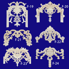 批发实木雕花背景墙花片法式装饰贴花美式角花东阳木雕门心花大花