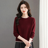 圆领短款拼色针织衫打底衫2025年新款秋冬时尚毛衣打底衫年轻上衣，女装针织衫/毛衣，妃慕昵服饰
