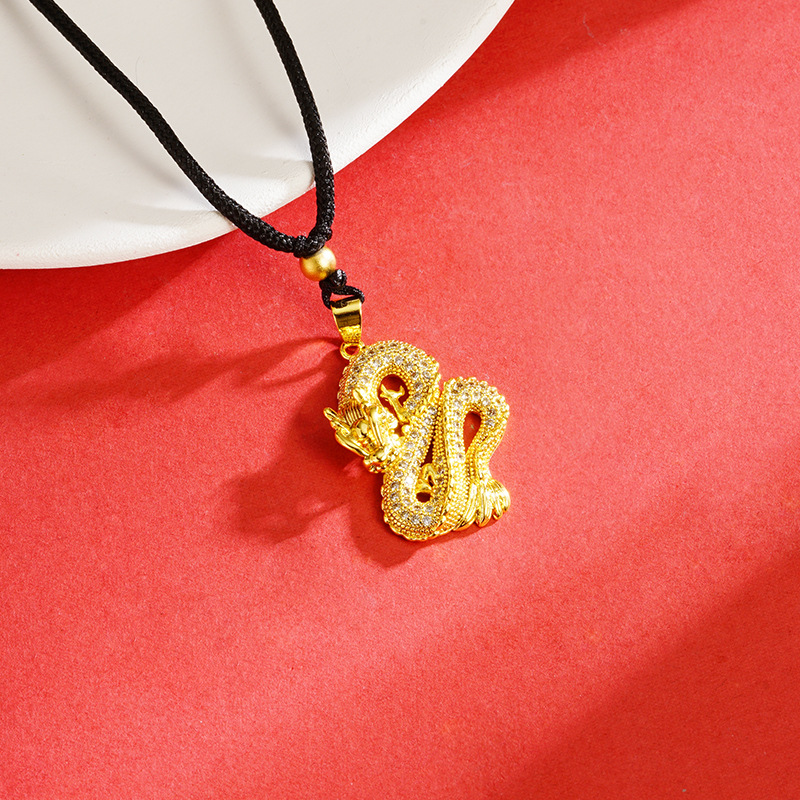 Antiguo patrimonio joyería Panlong collar Vietnam arena oro Diamante Negro cuerda adornos unisex a largo plazo no se desvanece suministro