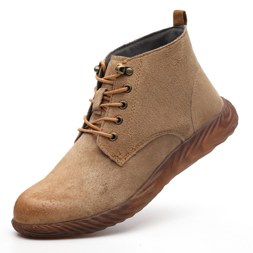 New style non-gluing, non-soling, pigskin labor protection shoes, safety protective shoes, anti-smash, anti-puncture, steel toe toe work shoes