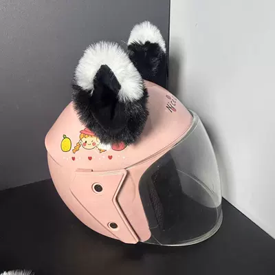 Ear Decoration Electric Vehicle — Motosiklet dəbilqələri - three-dimensional-black-and-white-pointed-cat-ears
