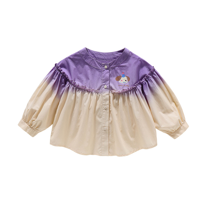 Camisa degradada para niñas, modelos de primavera y otoño 2025, nuevos estilos, camisas de estilo occidental para niños, blusas de primavera para niñas y niñas