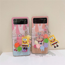 适用Galaxy Z Flip3/4海绵宝宝三星手机软壳折叠防摔涂鸦彩绘保护