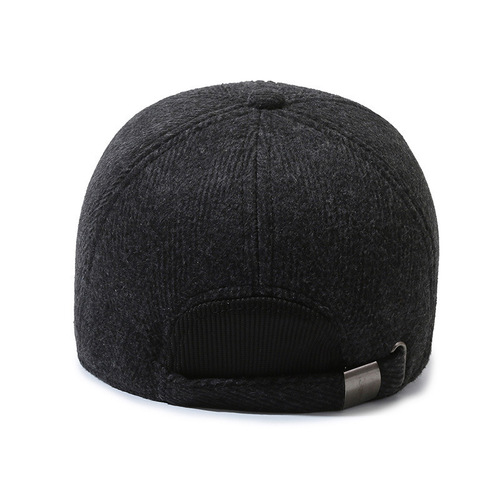 Winter warm anti-cold ear protection duckbill hat for middle-aged and elderly men outdoor lined wool baseball cap father old man hat