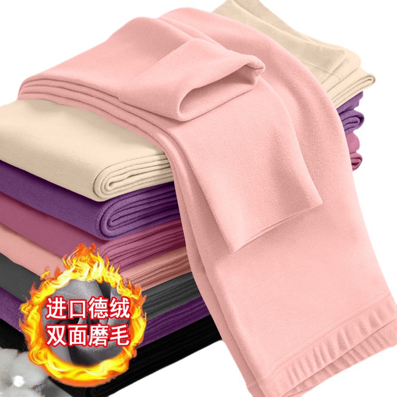 Calzoncillos largos de terciopelo de doble cara para mujer leggings Otoño e Invierno temperatura constante pantalones cálidos forrados de lana engrosada pantalones de lana