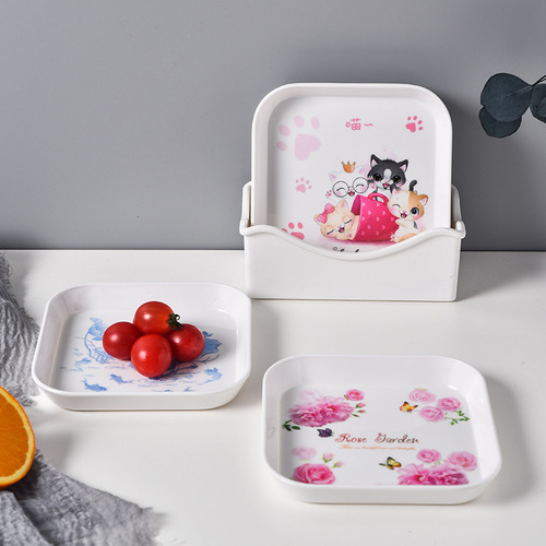 Bone spitting plate, bone dish, household melamine plastic dining table tray, dipping saucer, processing residue, snacks, garbage
