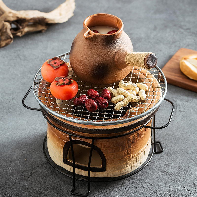 Dehua 2026 High-Temperature Resistant Clay Pot for Direct Fire Burning, Outdoor Tea Brewing Ceramic Teapot Charcoal Stove Set