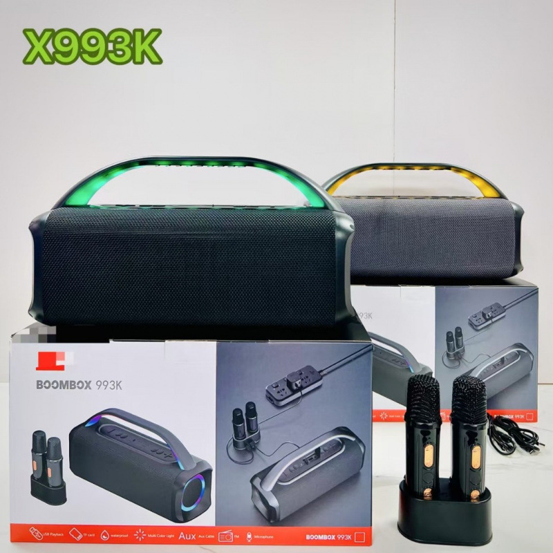 Foreign Trade X993K Outdoor Audio Karaoke Bluetooth Speaker Subwoofer Satchel Audio with Dual Microphone Audio All-In-One Machine Foreign Trade X993K Outdoor Audio Karaoke Bluetooth Speaker Subwoofer Satchel Audio with Dual Microphone Audio All-In-One Machine