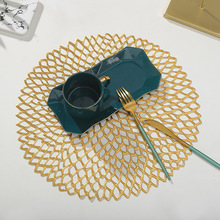 PVC创意烫金餐垫 镂空网球花茶杯垫 不变形防滑餐桌垫装饰垫批发