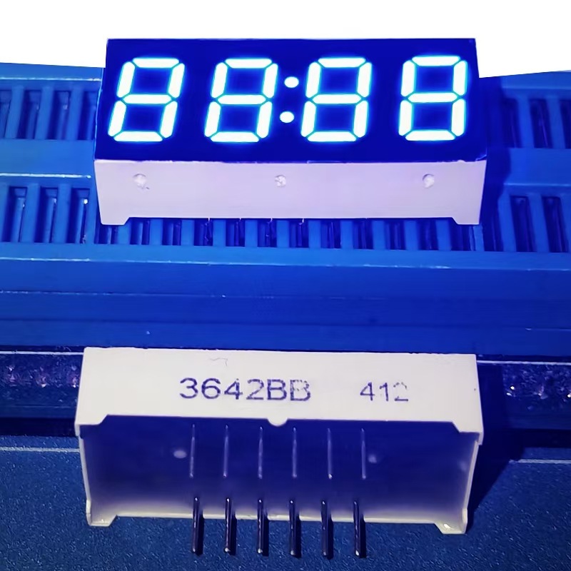 厂家直供数码管 0.36寸4位带时钟 3642AB共阴 3642BB共阳高亮蓝色