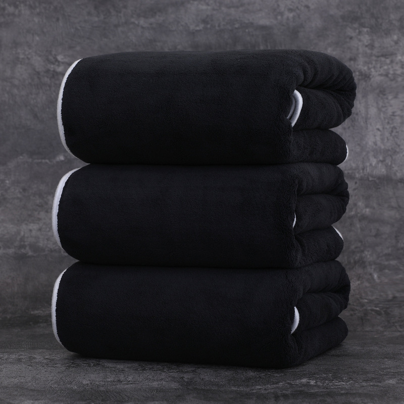 High-End Car Wash Towel, Car Supplies, Car Interior Rag, Lint-Free Black Bath Towel, Adult Home Bath Absorbent