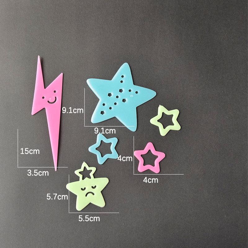 Estrellas de color luna pegatinas de luz nocturna meteoros luminosos pared decoración de ventana fluorescente transfronteriza pegatinas de refrigerador estrella cosmos image 36
