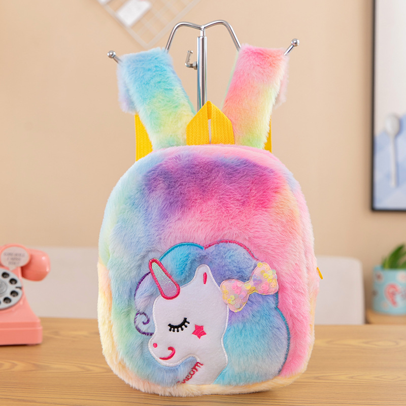Nuevo bolso de peluche para niños mochila de jardín de infantes caricatura lindo mochila de hombro de comercio exterior moda muñeca bolso