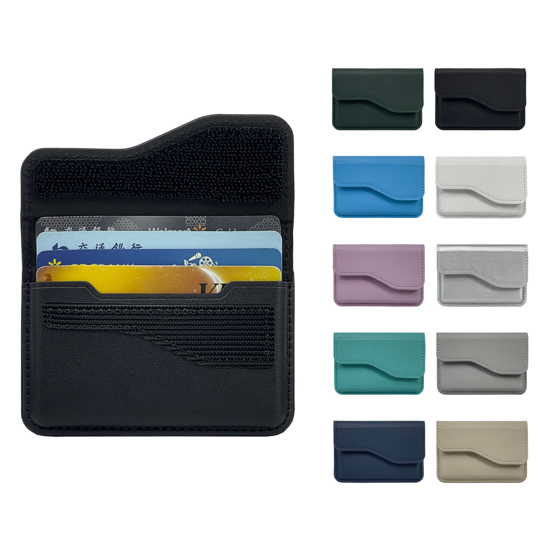 Magnitli yopishtiruvchi qopqoqli charm Magsafe orqa karta ushlagichi, bir xil rangda, iPhone uchun yon tomondan ochiladigan karta saqlash uchun mos.