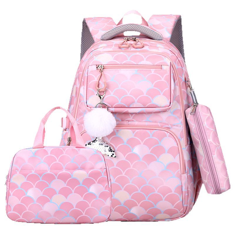 Transfronteriza portátil de tres piezas paquete escolar bolsa de cosméticos de cola de pescado para mujeres bolsas de almacenamiento de estudiantes portátiles de negocios