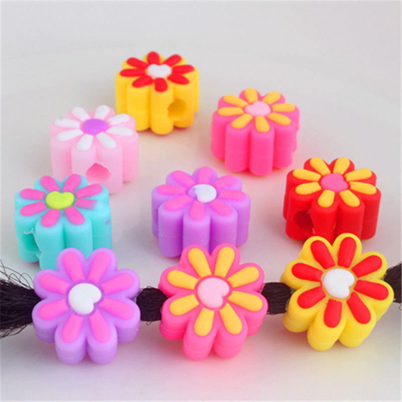 Dreadlock Accessories Hair Ornaments for Girls, Braided Hair Beads, Colorful Soft Silicone Flower Petals, Large Hole Beads, DIY Accessory Parts