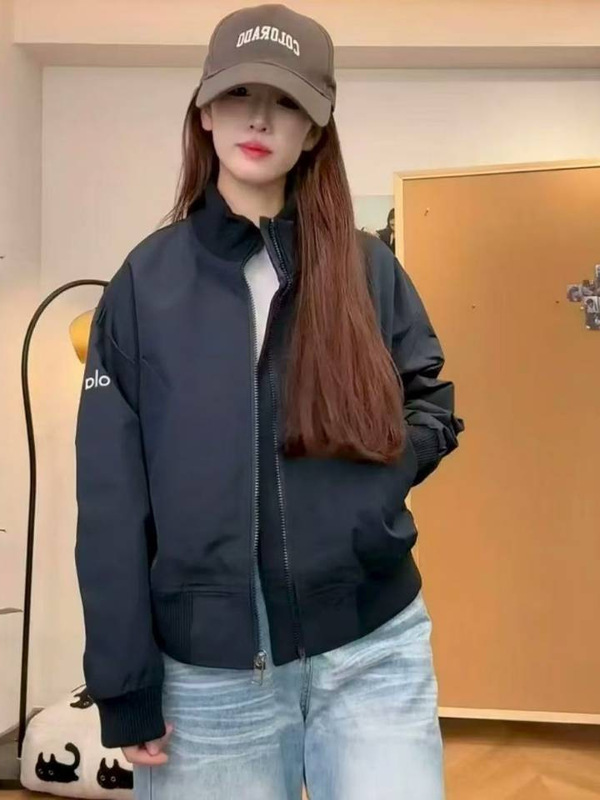 美式立领拉链棒球服外套女2025年秋季新款宽松百搭情侣夹克上衣潮|undefined