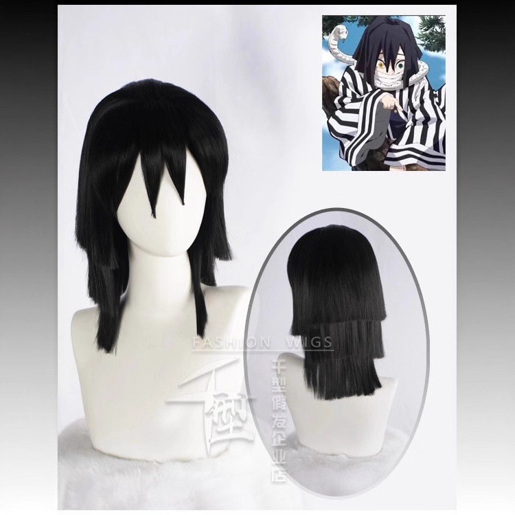 [Thousand Types] Demon Slayer: Kimetsu No Yaiba Yihei Xiaoba Nei Cos Wig Layered Style Black Short Hair