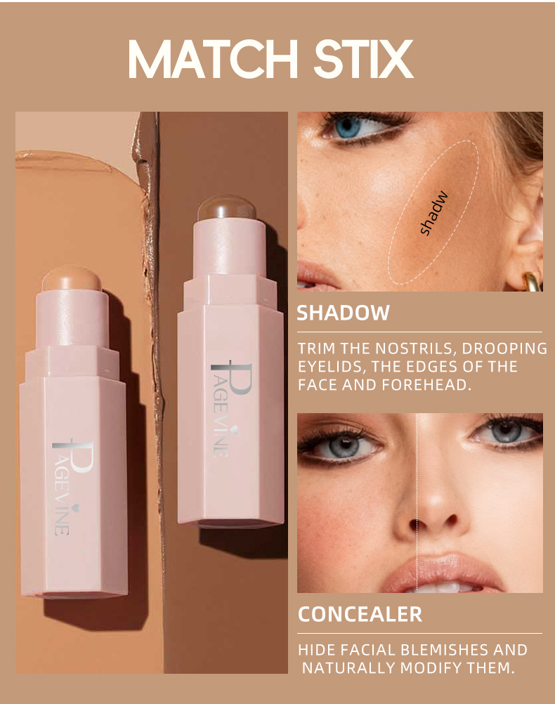 Meilleure vente transfrontalière PAGE VINE Stick contour mat doux et polyvalent 7,1 g Pour un contouring naturel_voghion.com