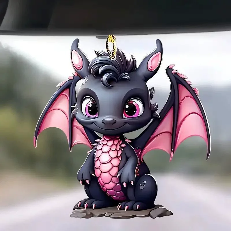 Акриловый плоский милый черный дракон кулон Рождественская елка кулон украшения автомобиля кулон брелок украшения рюкзака