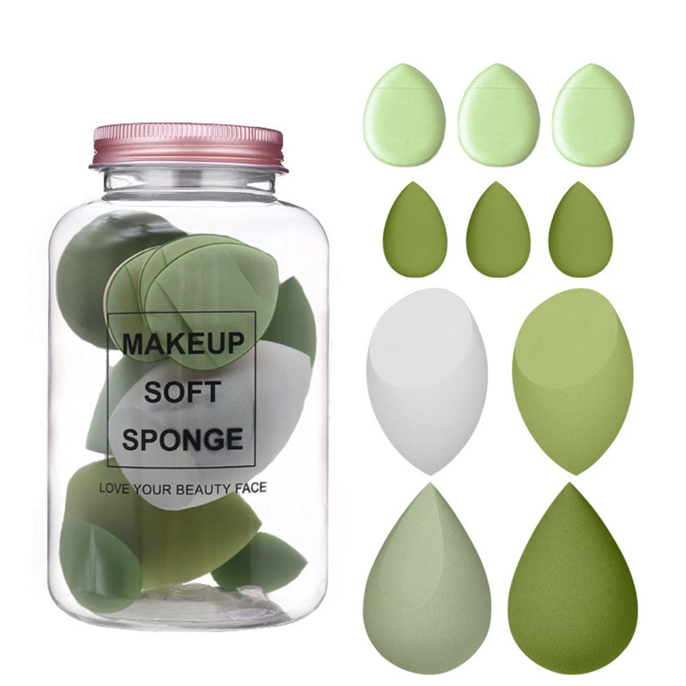 Puff de maquillaje de comercio exterior cuidadosamente seleccionado 7 juegos de huevos de belleza enlatados Botella a la deriva Esponja de maquillaje Mini