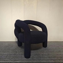 5月特价现代羊糕绒靠背扶手沙发椅个性麻花椅梳妆椅凳样板房配套