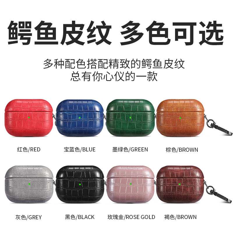 High-End Crocodile Leather Pattern Suitable for AirPods Pro3 Generation Protective Cover 4Th Generation Pro2 Apple Bluetooth Headphone Case High-End Crocodile Leather Pattern Suitable for AirPods Pro3 Generation Protective Cover 4Th Generation Pro2 Apple Bluetooth Headphone Case