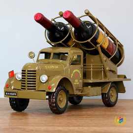 ✅复古铁皮酒架军车模型家居摆件车模纸抽盒老式解放卡车创意装饰