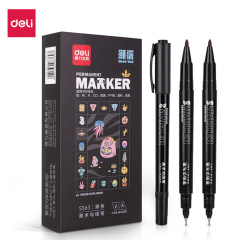 得力s563美術線筆油性マーカーペン子供絵画線筆黒色太さ双頭