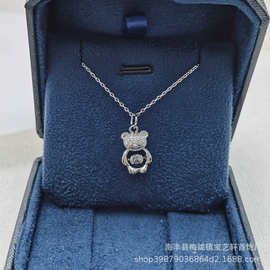 s925纯银跳动的心hot泰迪熊项链女灵动吊坠饰品情人节送女友链条