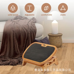 Wooden Ottoman Desk Lower Foot Pedal Adjustable Height Step Stool Sitting Stool Solid Wood Foot Stool