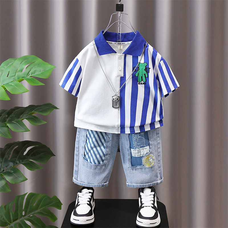 3371 ropa de los niños ropa de verano traje 2023 nuevo Polo verano estilo occidental niños guapo manga corta estilo coreano