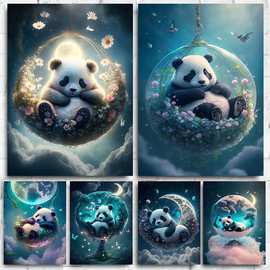 动物海报熊猫狐狸幻想画工厂一件代发高清喷绘无框跨境电商SHEIN