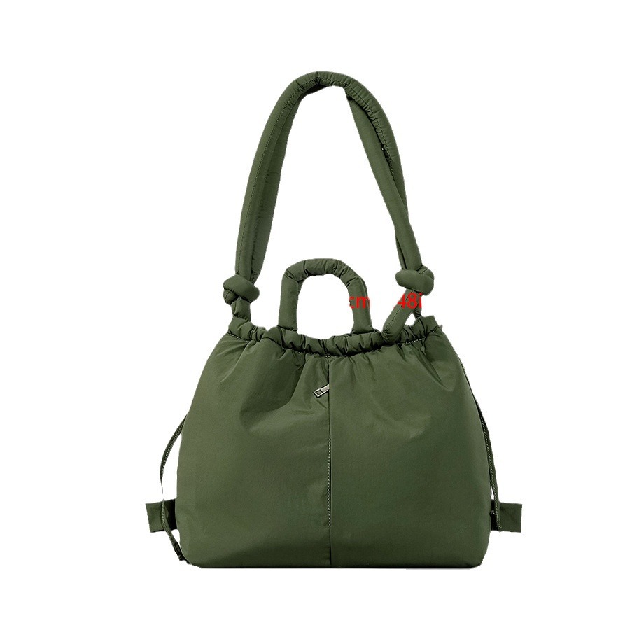 New nylon drawstring backpack for women large capacity lightweight dual use shoulder bag soft quilted handbag_voghion.com