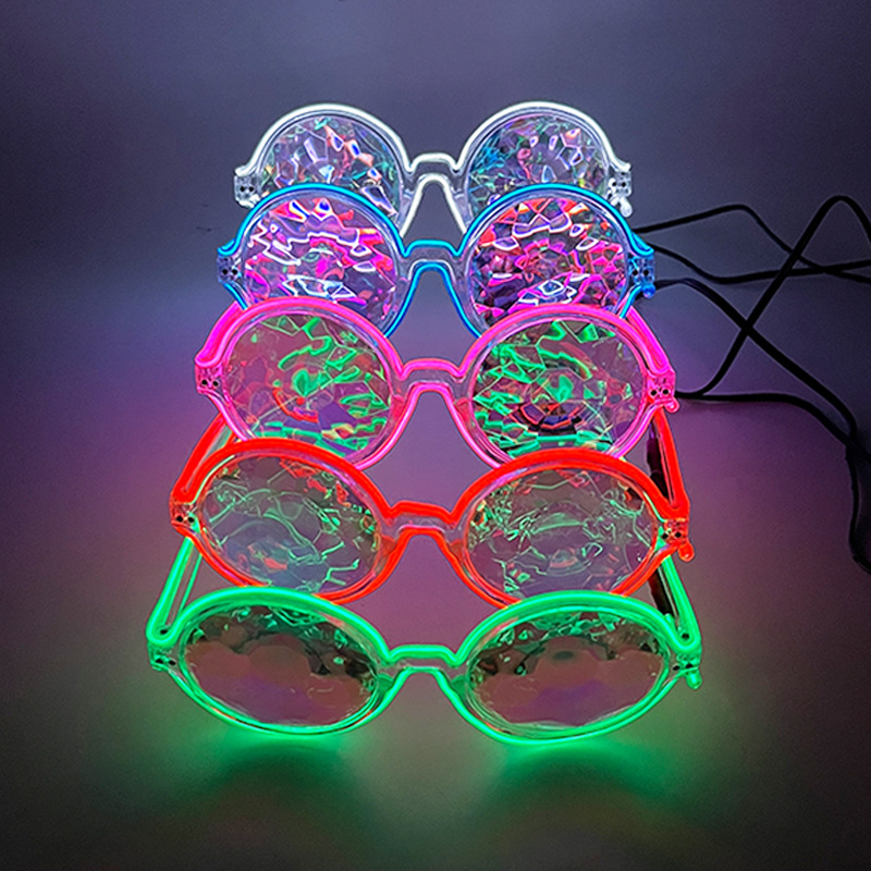 LED caleidoscopio gafas de espectáculo nocturno gafas de sol gafas de sol gafas de cristal de mosaico