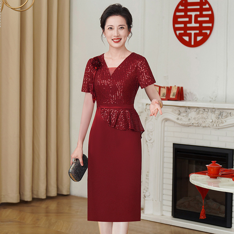 春夏婚礼妈妈婚宴礼服高端轻奢高端喜婆婆服装平时可穿结婚连衣裙|undefined