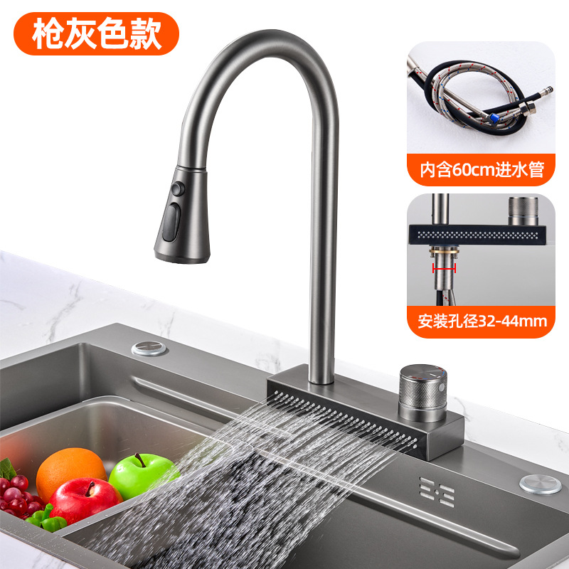 Grifos de cocina lavavajillas lavavajillas volando lluvia cascada un agujero de extracción tipo frío y caliente rotativo lavavajillas grifo de cobre al por mayor