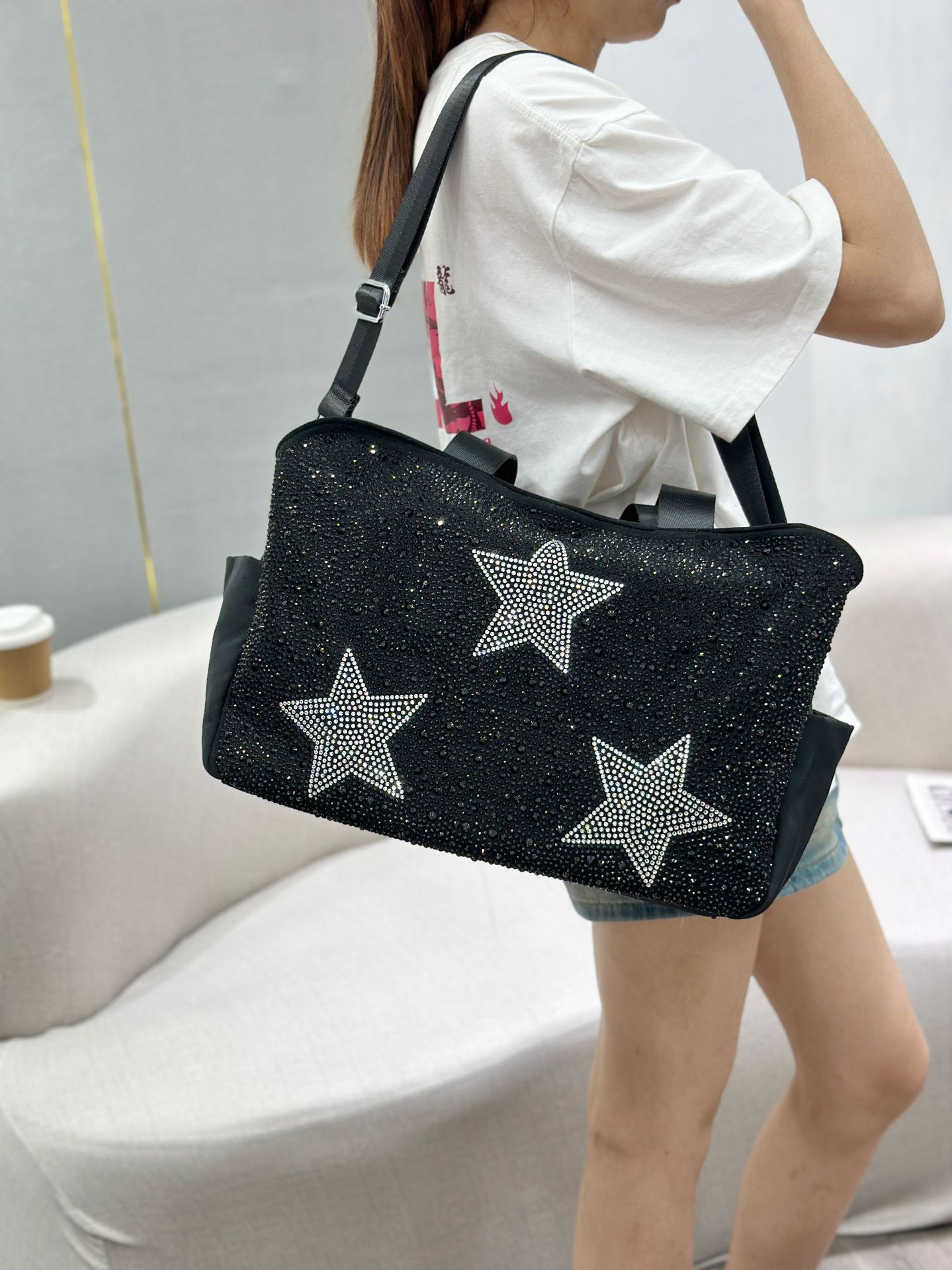 Damen Handtasche Mit Pentagramm Und Strass In Groß_voghion.com