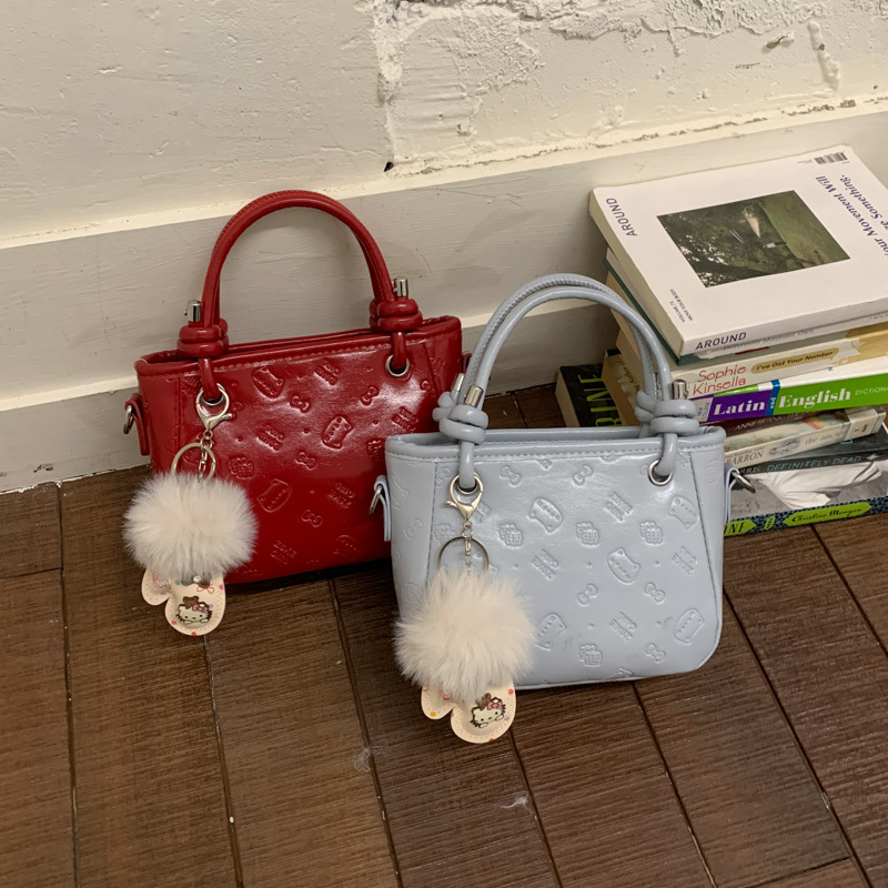 2026 ocio coreano estilo exterior encantador bolso de cubo de impresión diaria de moda nicho de diseño de hombro único bolso de tramo inclinado image 1