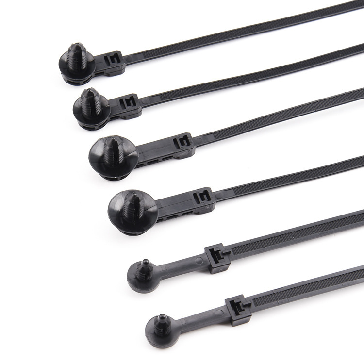 汽车扎带偏移杉树头线束尼龙螺纹头插销扎线带钣金卡扣固定汽配