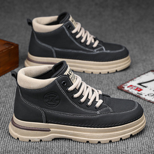 Martin Boots Men's Autumn New British Style Retro High-top Workwear Shoes Trendy All-match Platform Sports Casual Ankle Boots