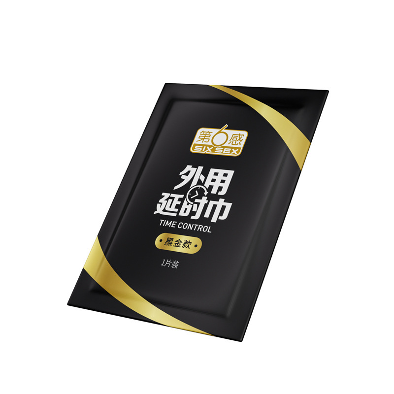 El sexto sentido de la toalla de retardo de uso externo, oro negro, 1 pieza de película de aluminio, toallitas húmedas de retardo de tiempo para hombres, juguetes sexuales de planificación familiar image 4