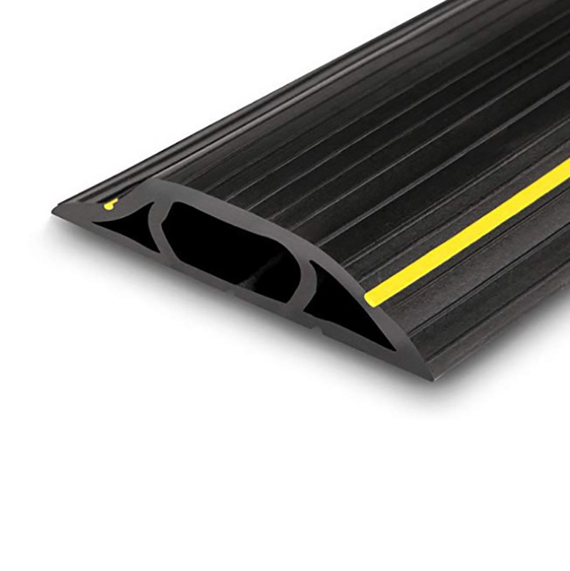 地板电缆保护胶条黑色黄色办公室线缆保护器地板防绊倒收纳橡胶条