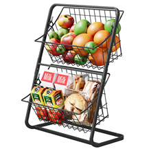 可拆卸水果蔬菜收纳篮铁艺多层置地式厨房储物吊篮多层调料置物架