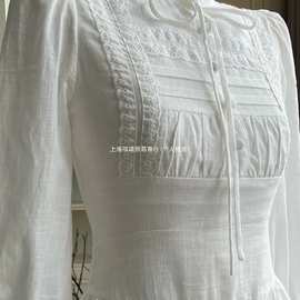 2025年新款甜美风网纱纯色拼接简约气质收腰显瘦花边长袖连衣裙