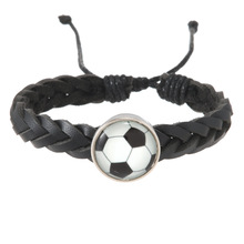 时尚欧意球类皮革编织夜光珠手链情侣饰品个性简约球迷纪念手绳