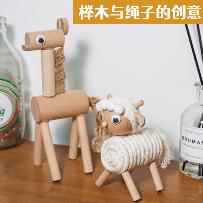 Paquete de material de bricolaje para niños creativos, arte en madera, animales, estacas de madera, ramas, área de jardín de infantes, juguetes hechos a mano